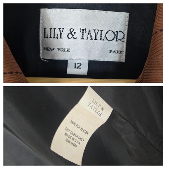 VTG Lily & Taylor Midi Coat 12 Brown Long Sleeve Pockets Button Front Oversized - Picture 10 of 16